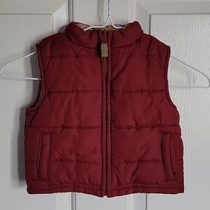 Gymboree boys winter vest, burgundy, 12-18 months.